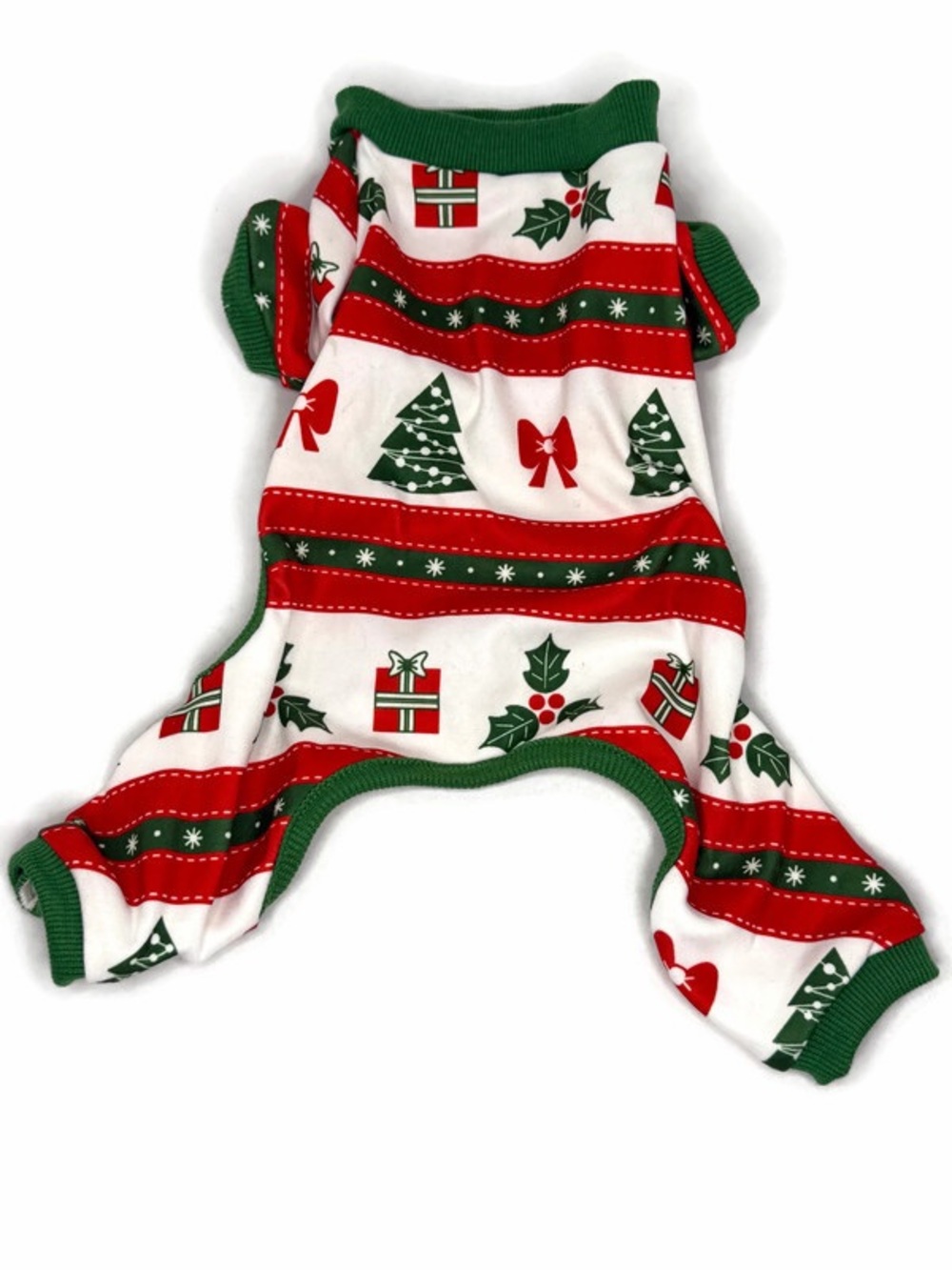 Festive Dog Onesie with Christmas Trees Bows Presents